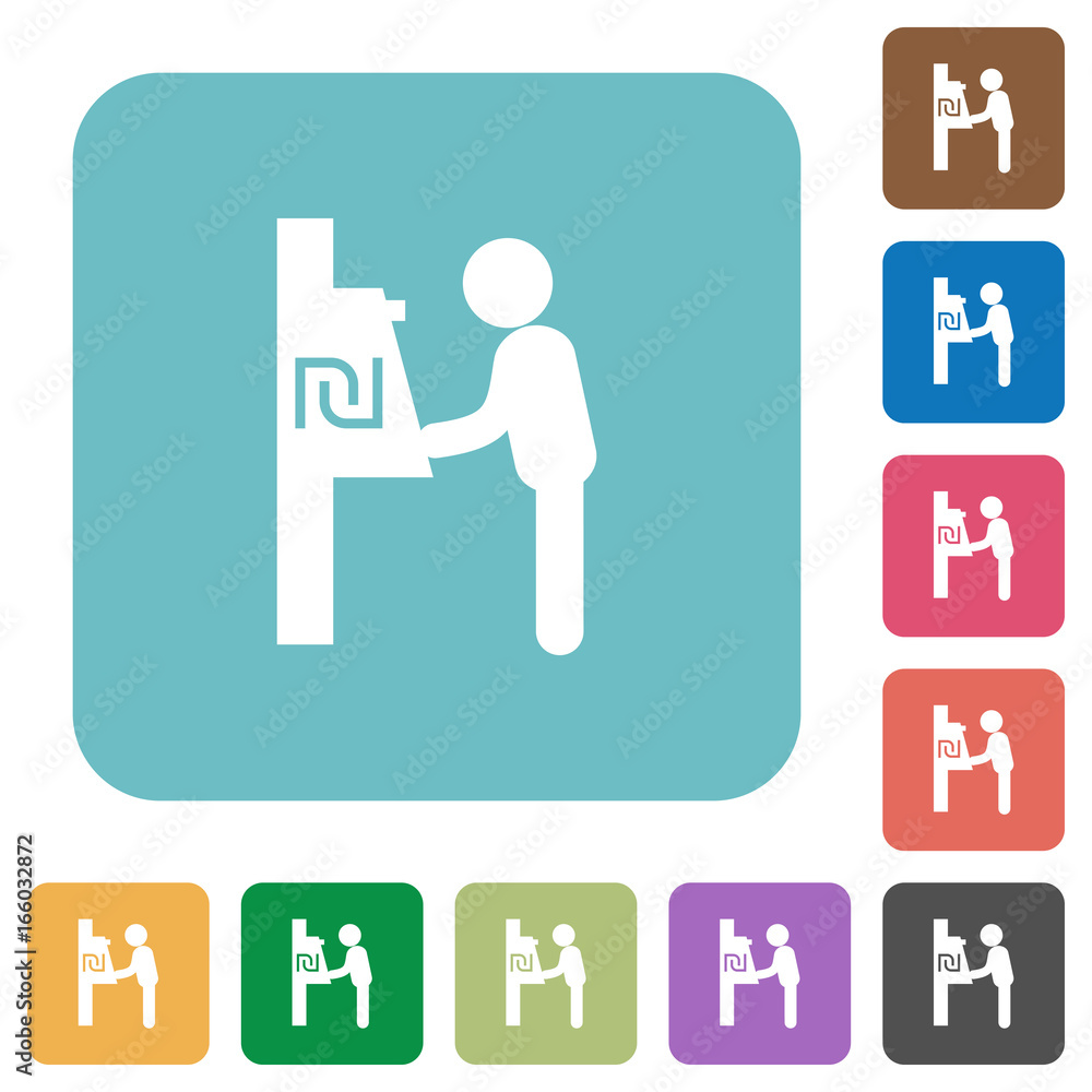 New Shekel cash machine rounded square flat icons New Shekel cash machine rounded square flat icons
