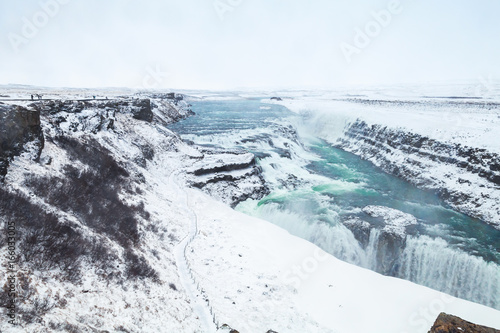 Wallpaper Mural Gullfoss, Golden Waterfall in winter Torontodigital.ca