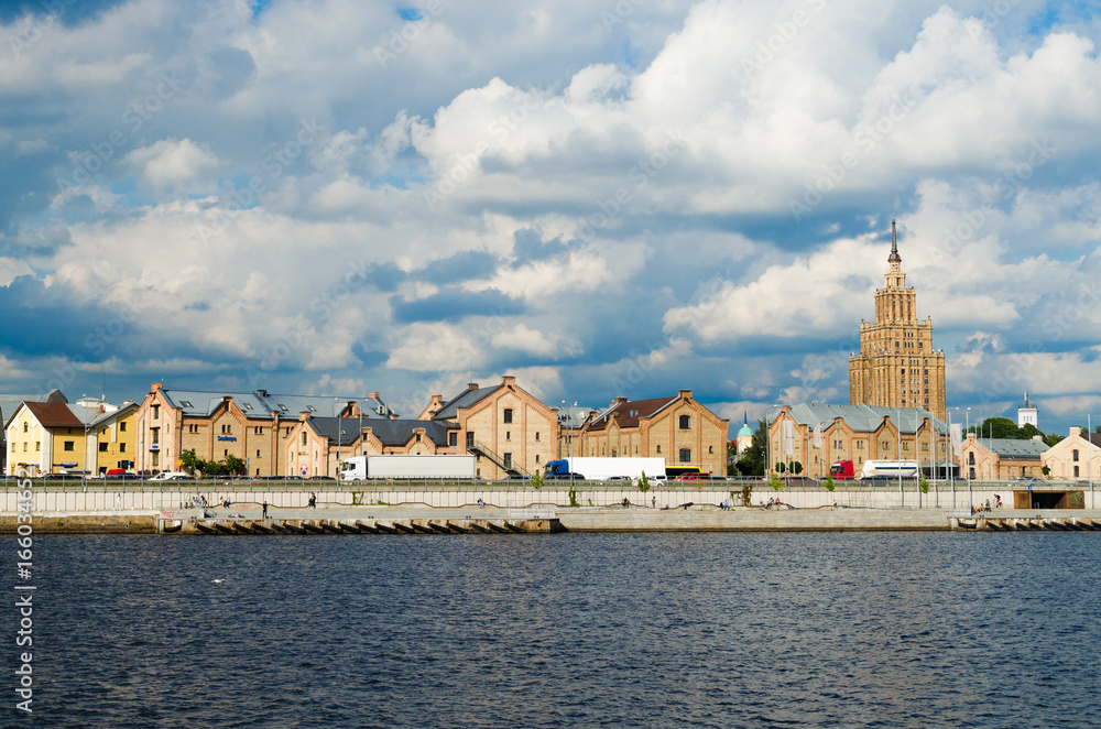  Moscow District Suburb, Academy of Sciences and Central Market Panorama in Riga 