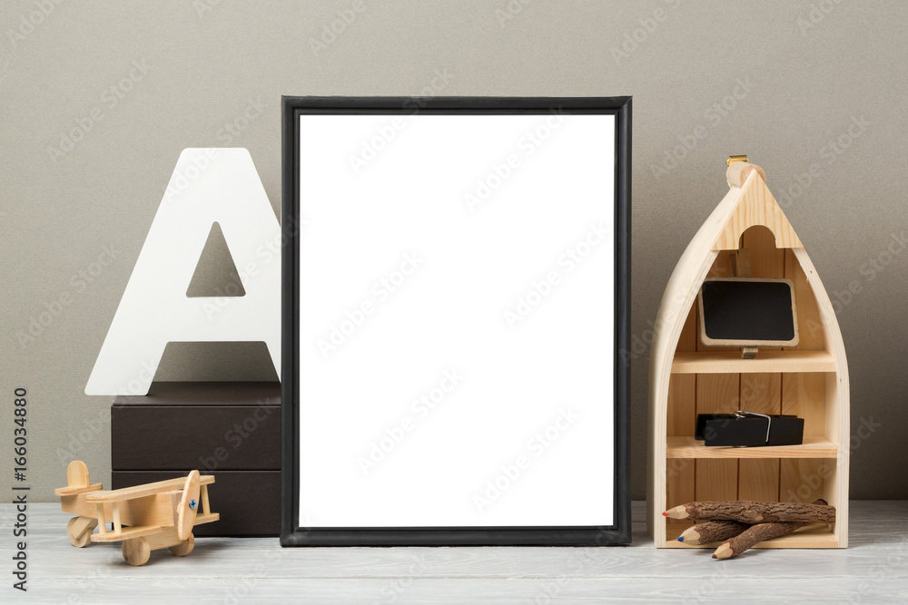 Frame mock up on table Frame mock up on table
