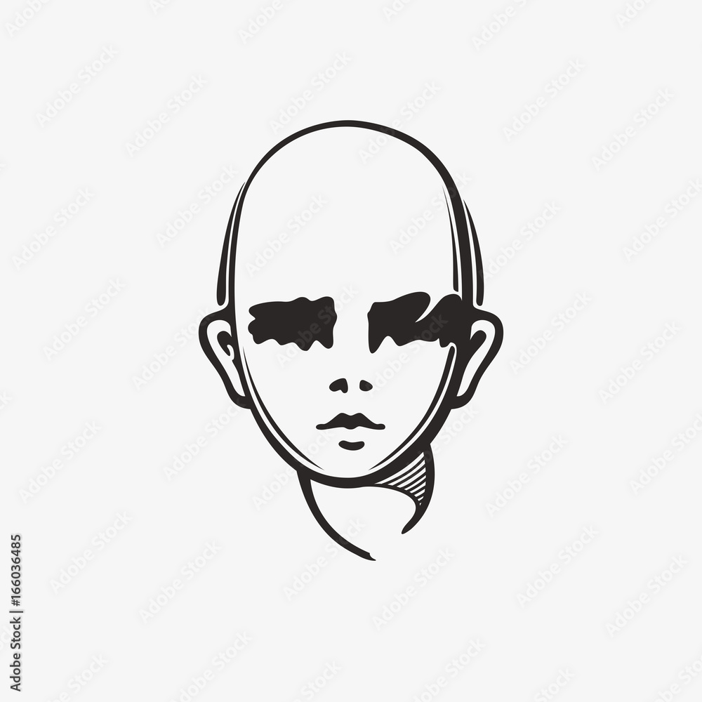 Drawn grunge grim graphic icon of a man's head. Vector illustration of people. Portrait in a modern style design Drawn grunge grim graphic icon of a man's head. Vector illustration of people. Portrait in a modern style design