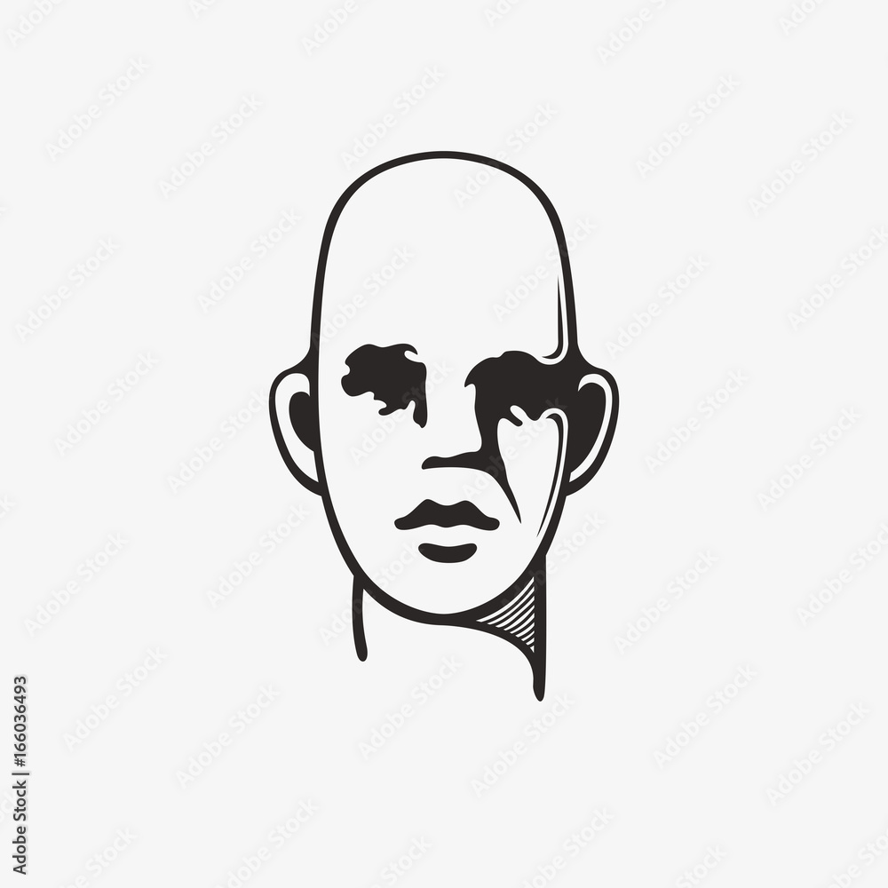 Drawn grunge grim graphic icon of a man's head. Vector illustration of people. Portrait in a modern style design Drawn grunge grim graphic icon of a man's head. Vector illustration of people. Portrait in a modern style design