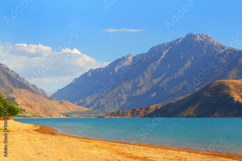 Lake Charvak.Uzbekistan.The mountainous landscape.