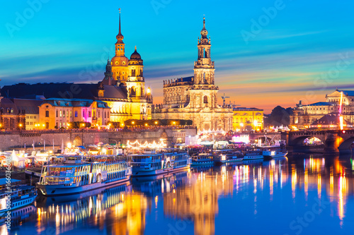 Evening scenery of the Old Town in Dresden  Germany