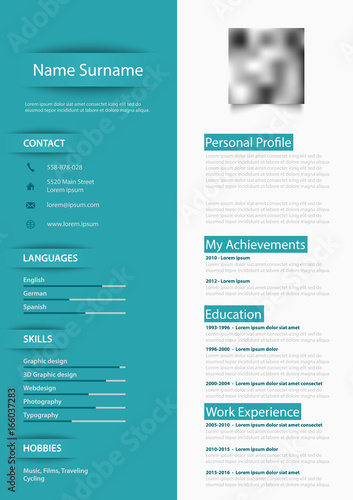 Professional blue white resume cv with design elements