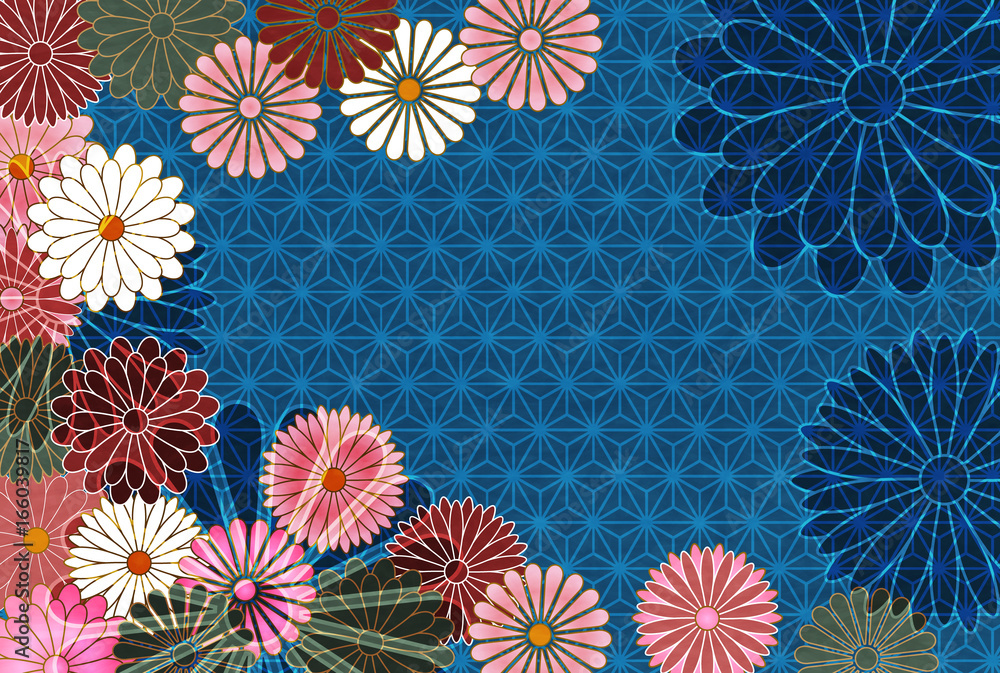 菊　文様　年賀状　背景