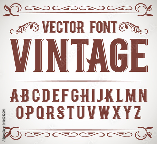 Vintage label font. Alcogol label style.
