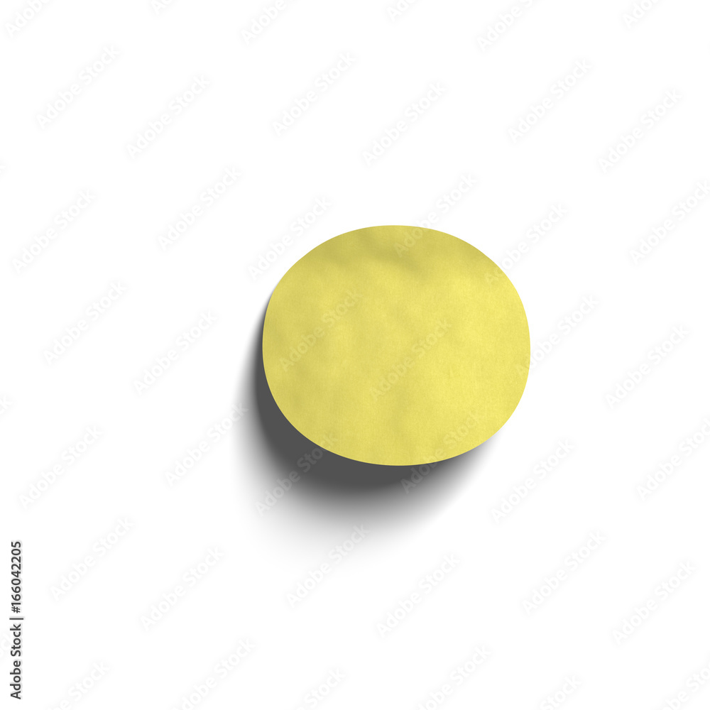 3D realistic yellow paper notes lowercase letter o with soft shadow isolated on white background. 3D realistic yellow paper notes lowercase letter o with soft shadow isolated on white background.