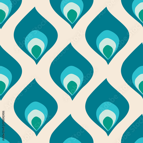 Abstract peacock bird feather seamless pattern