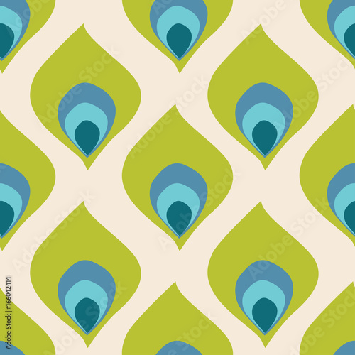 Abstract peacock bird feather seamless pattern