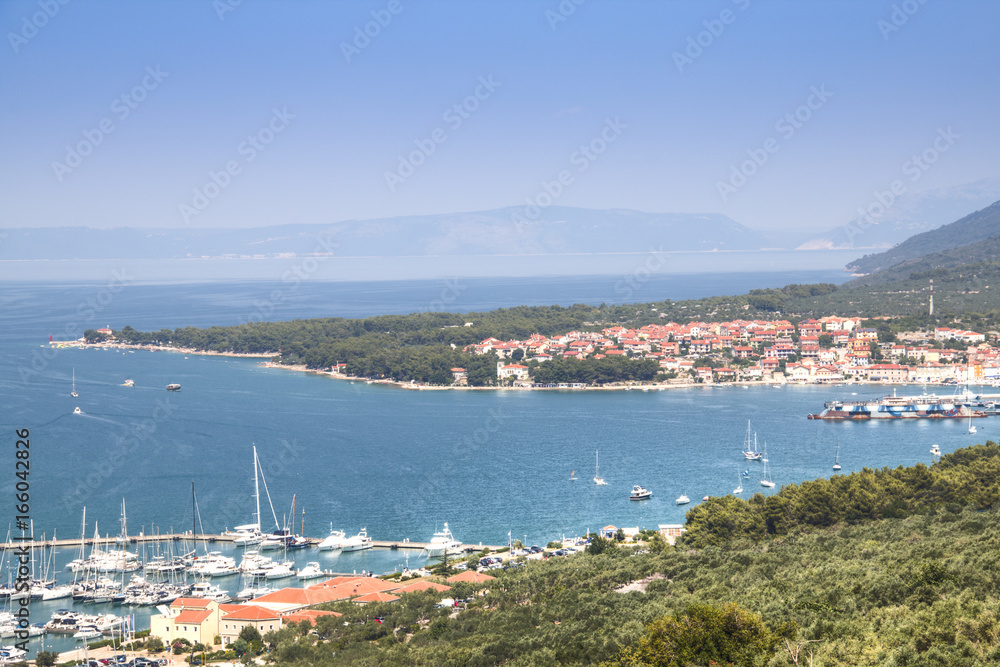 Coast with the turquoise water of the Adriatic sea on Cres island in Croatia
