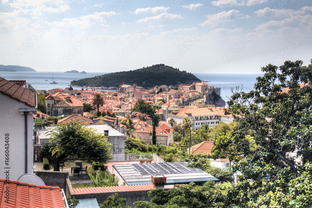 View over the old historical town center of Dubrovnik in Croatia
