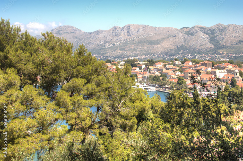 View over the historical city Cavtat in Criatia
