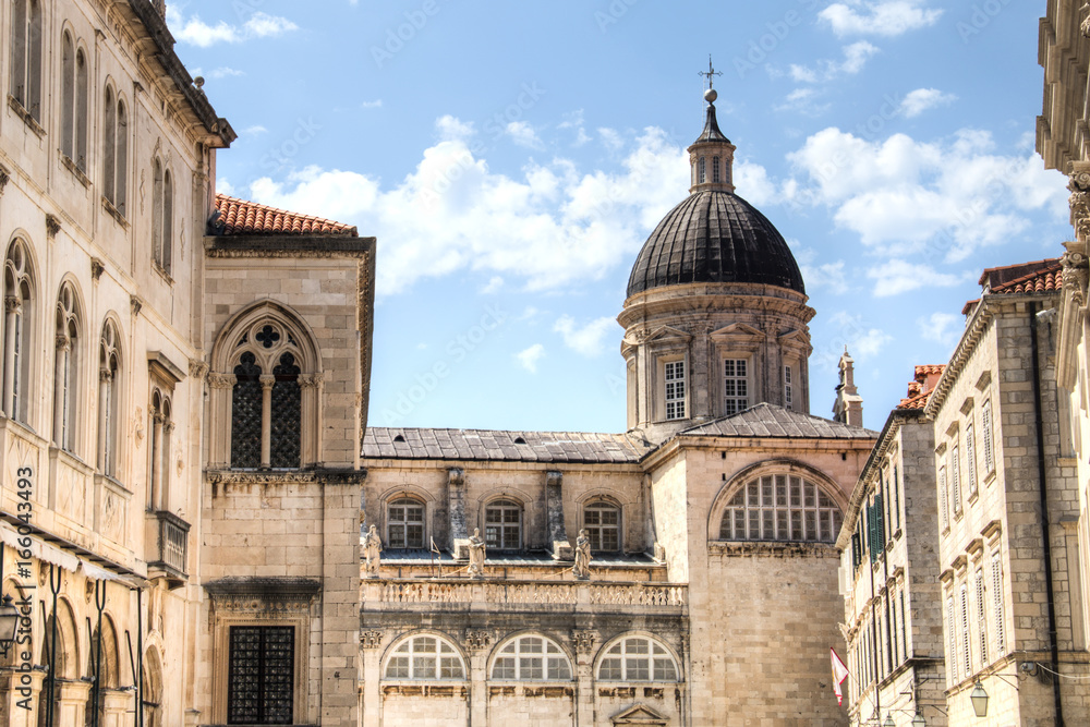 Historical buildings in the old town of Dubrovnik in Croatia
