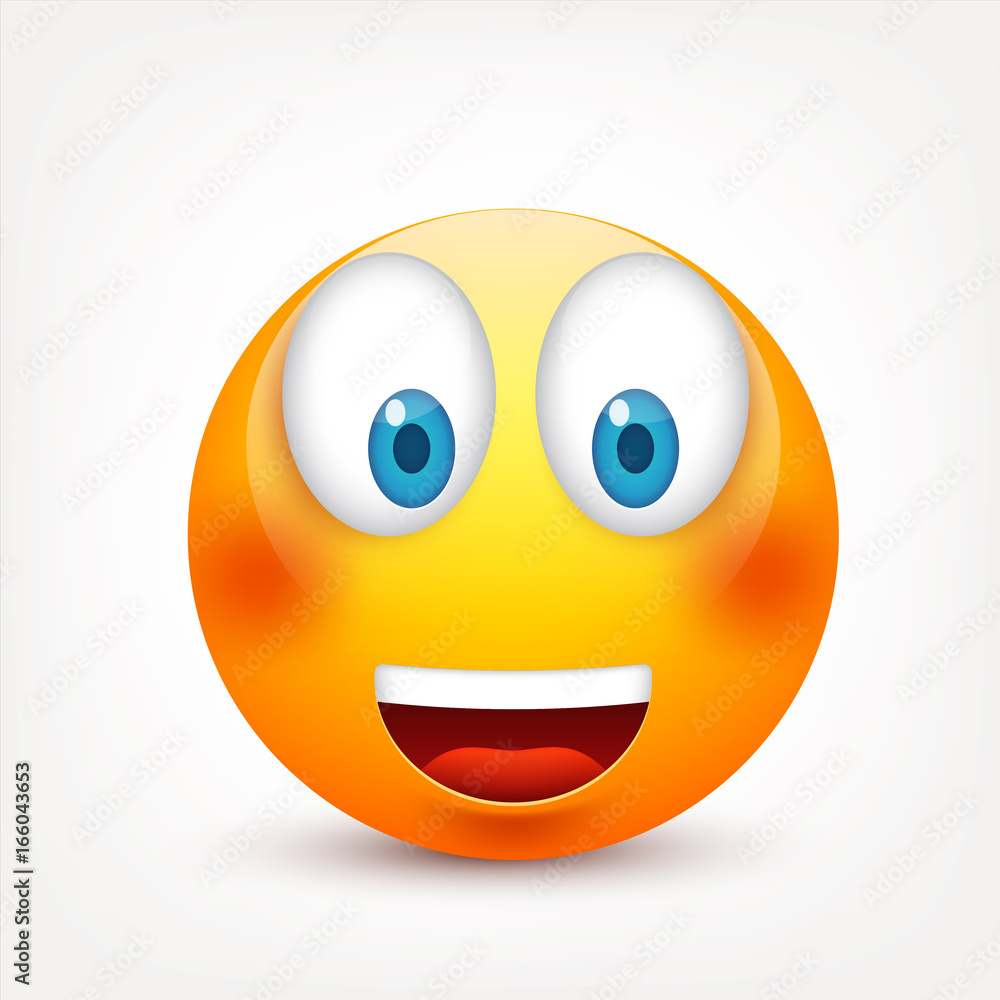 Smiley with blue eyes,emoticon set. Yellow face with emotions. Facial expression. 3d realistic emoji. Sad,happy,angry faces.Funny cartoon character.Mood.Vector illustration. Smiley with blue eyes,emoticon set. Yellow face with emotions. Facial expression. 3d realistic emoji. Sad,happy,angry faces.Funny cartoon character.Mood.Vector illustration.