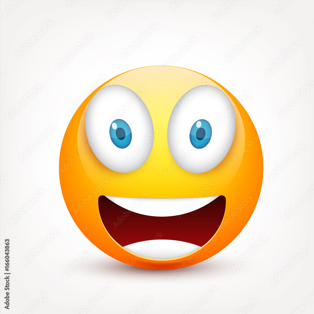 Smiley with blue eyes,emoticon set. Yellow face with emotions. Facial expression. 3d realistic emoji. Sad,happy,angry faces.Funny cartoon character.Mood.Vector illustration. Smiley with blue eyes,emoticon set. Yellow face with emotions. Facial expression. 3d realistic emoji. Sad,happy,angry faces.Funny cartoon character.Mood.Vector illustration.