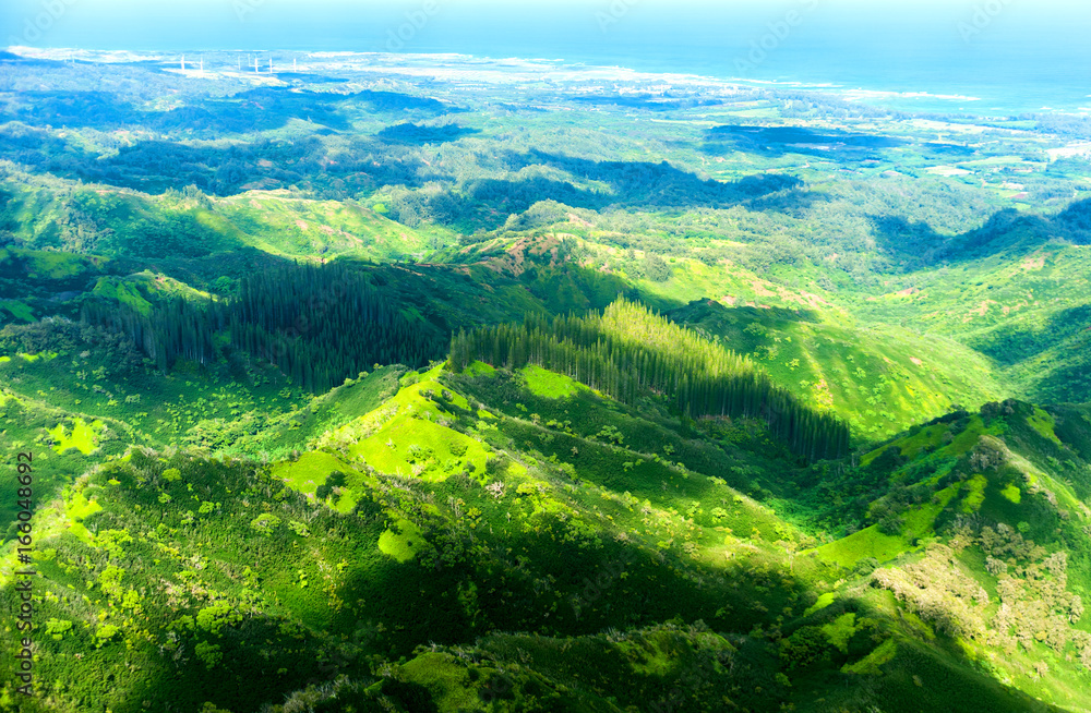 Aerial view of Oahu island in Hawaii Aerial view of Oahu island in Hawaii