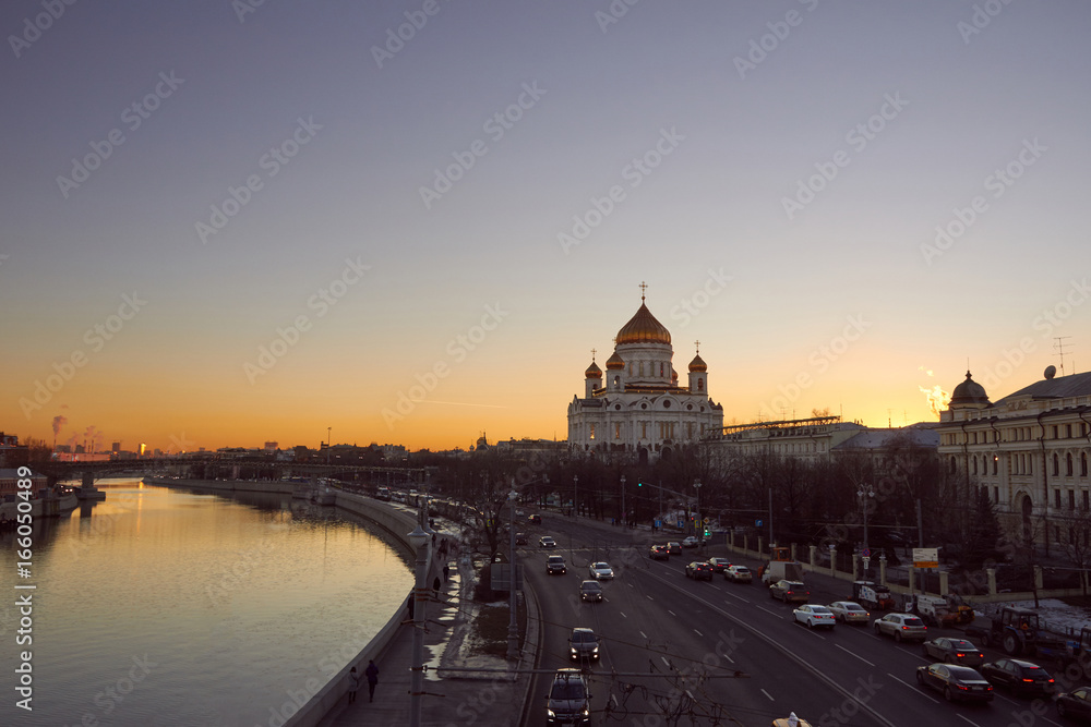 Cathedral of Christ the Saviour at dusk, Moscow