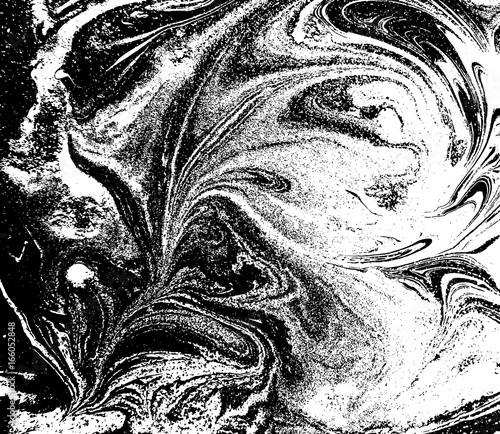 Black and white liquid texture. Watercolor hand drawn marbling illustration. Abstract vector background. Monochrome marble pattern. © anya babii