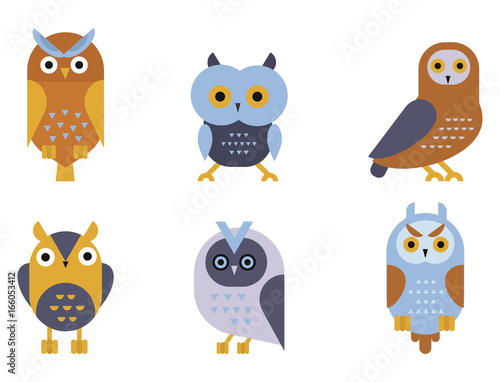 Cartoon owl bird cute character symbol sleep sweet owlet vector illustration.