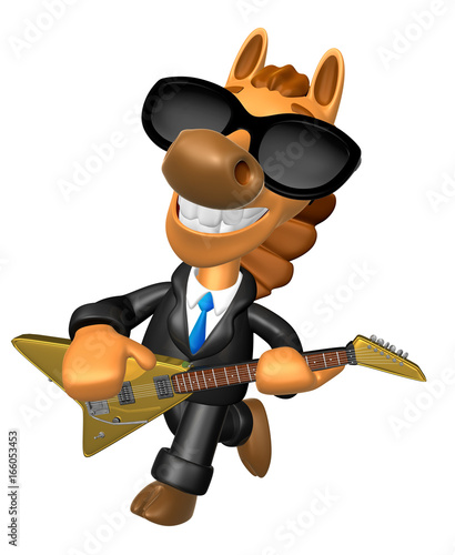 Wear sunglasses 3D Horse has to be playing the electric guitar. 3D Animal Character Design Series.