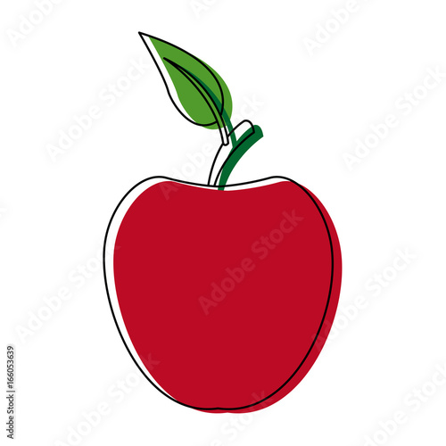 red apple fruit with green leave delicious food
