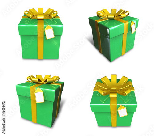 3D lime green square gift box set. 3D Icon Design Series.