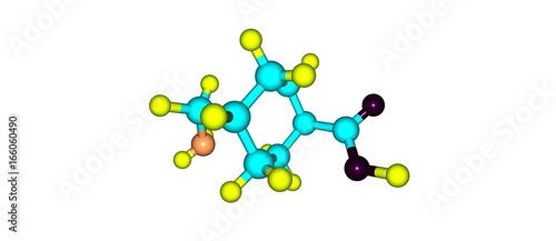 Tranexamic acid molecular structure isolated on white