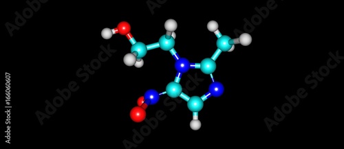 Metronidazole molecular structure isolated on black
