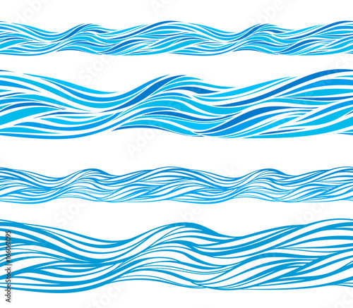 Vawes abstract seamless pattern. Vector illustration.