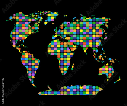 colorful segmented world map