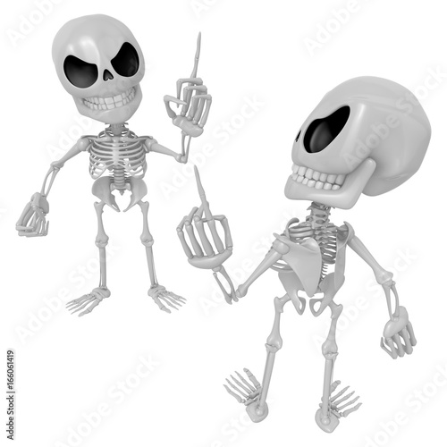 Принти на полотні 3D Skeleton Mascot is wrangling with a person about a matter