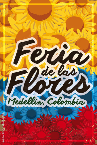 Beautiful Patriotic Floral Design for Colombian Festival of the Flowers, Vector Illustration