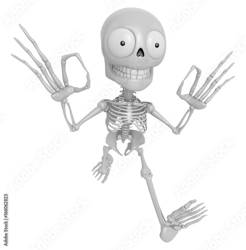 3D Skeleton Mascot It is OK gesture of both hands. 3D Skull Character Design Series.