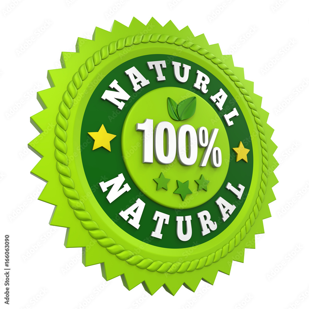 100% Natural Badge Label Isolated 100% Natural Badge Label Isolated