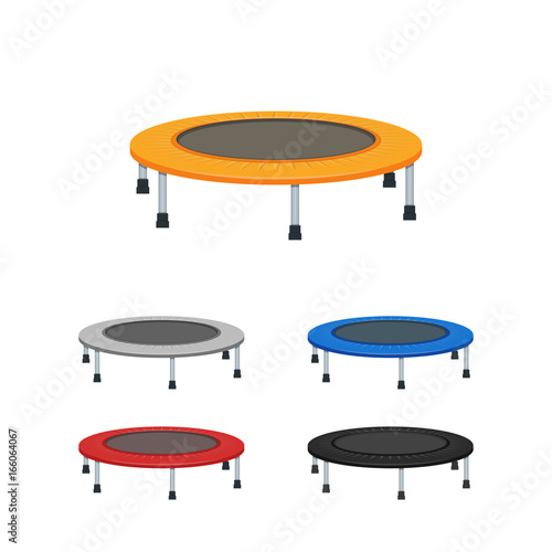 Jumping trampoline flat realistic icon