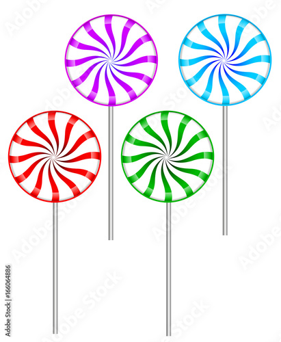 Lollipops isolated on white background, close-up.