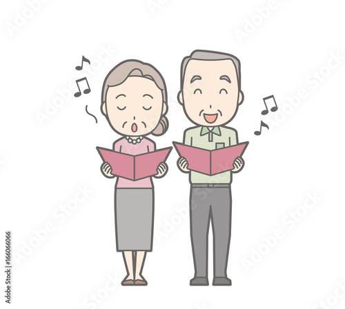 An illustration of an old couple chorusing