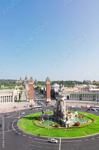Square of Spain aerial view, Barcelona, Catalonia Spain