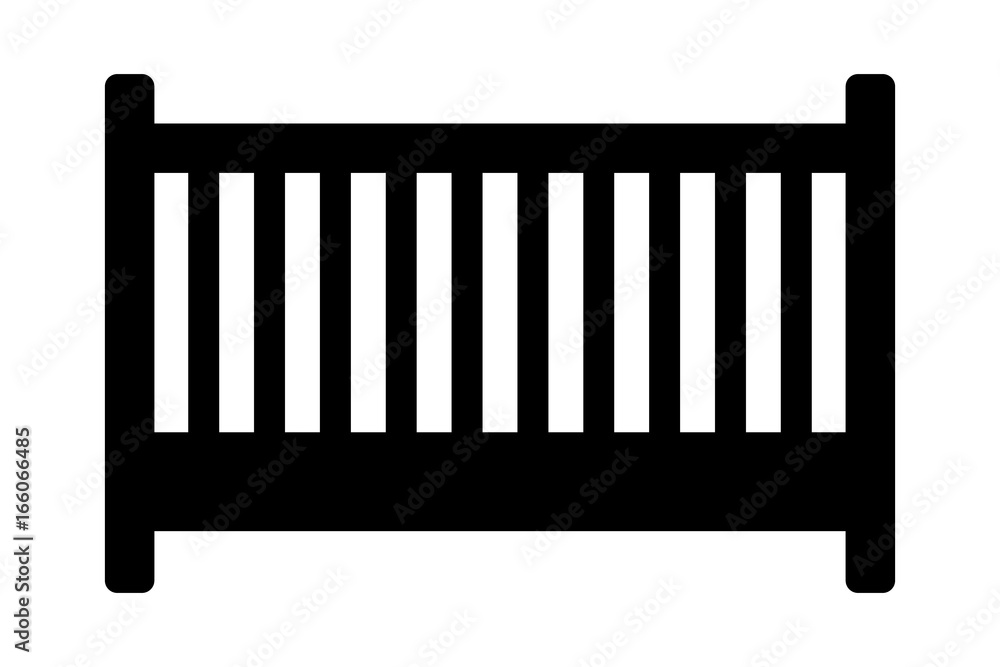 Standard baby infant crib / bed with guardrails flat vector icon for apps and websites Standard baby infant crib / bed with guardrails flat vector icon for apps and websites