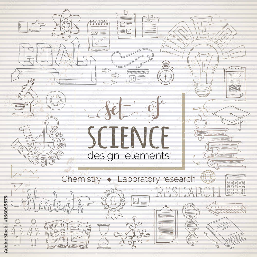 Vector set of science design elements and icons.