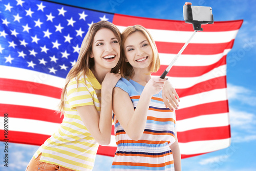 Ruffled American flag isola...