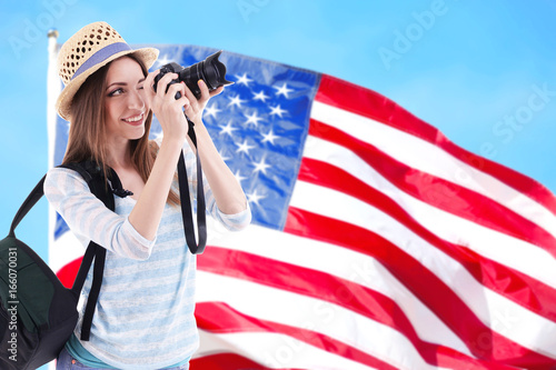 Ruffled American flag, closeup