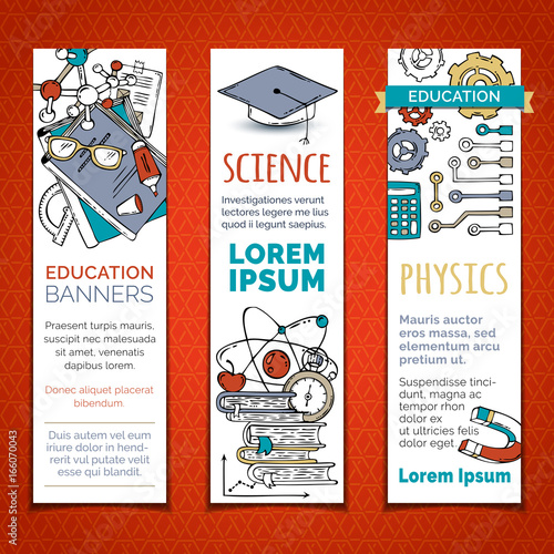 Vector set of cartoon education vertical banners.