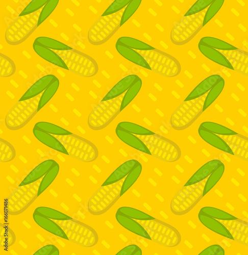 Corn seamless pattern. Maize endless background, texture. Vegetable backdrop. Vector illustration
