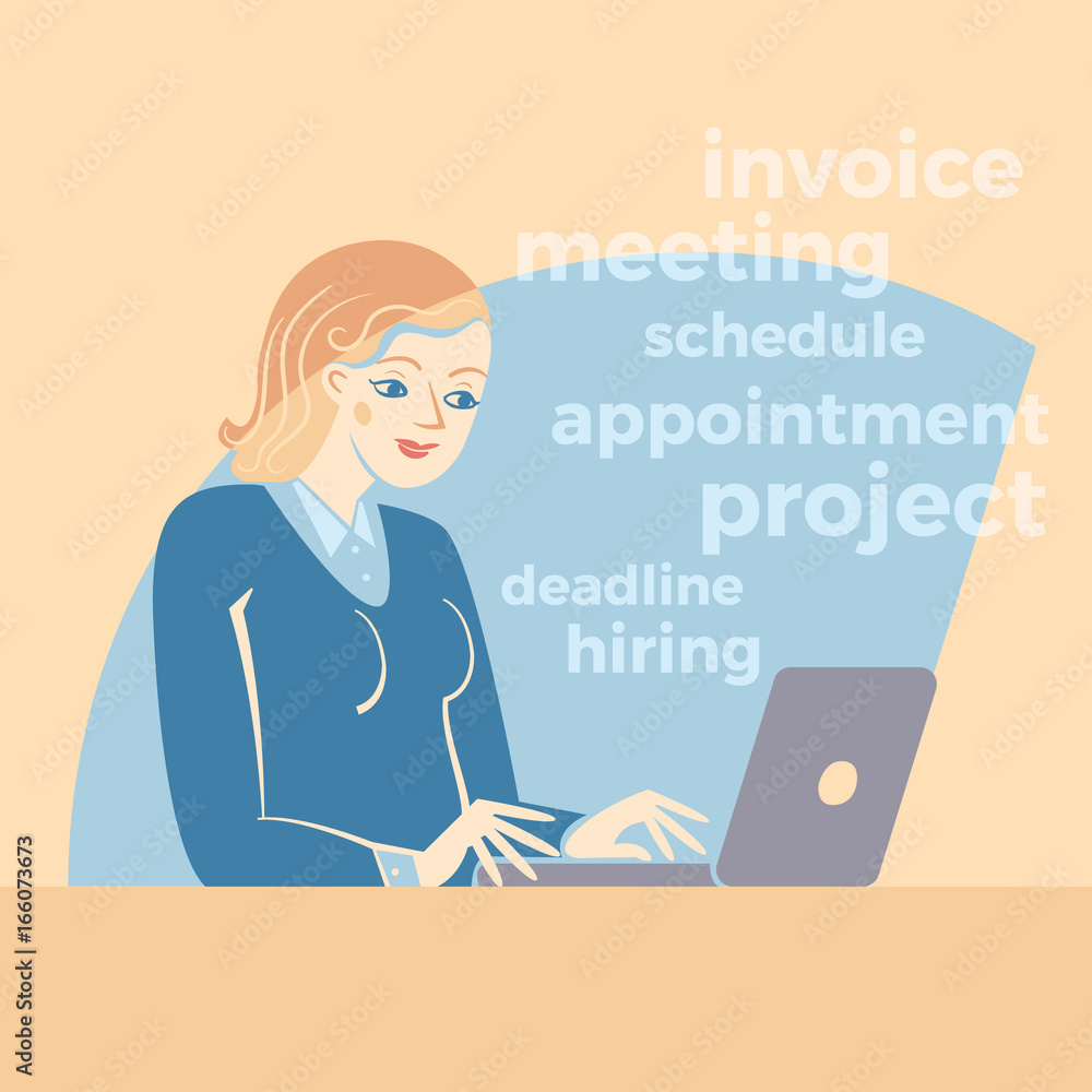 Female project manager typing on her laptop Female project manager typing on her laptop