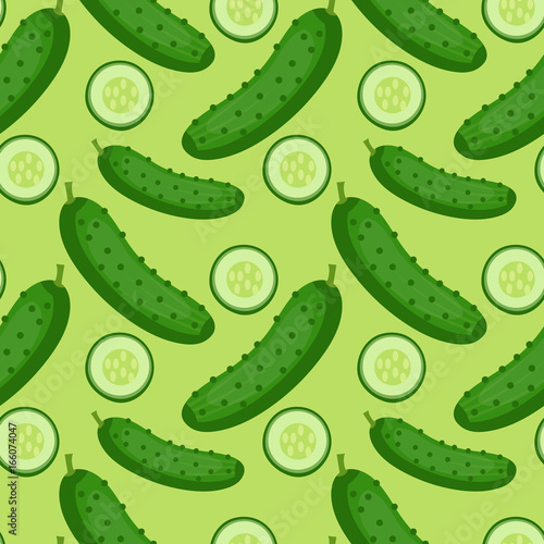 Cucumber seamless pattern. endless background, texture. Vegetable backdrop Vector illustration