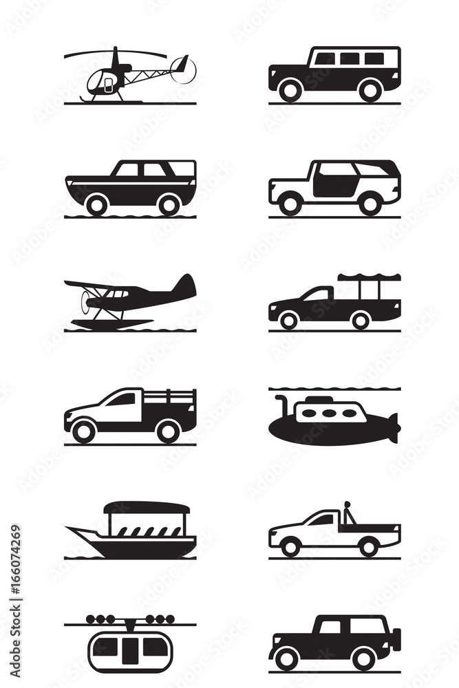 Fototapeta Safari and adventure vehicles - vector illustration