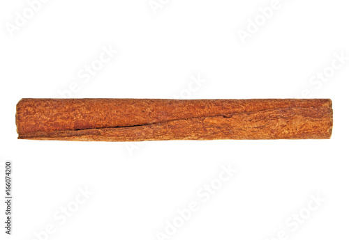 Single cinnamon stick isolated on white background