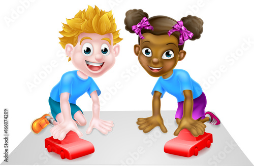 Cartoon Kids Playing With T...